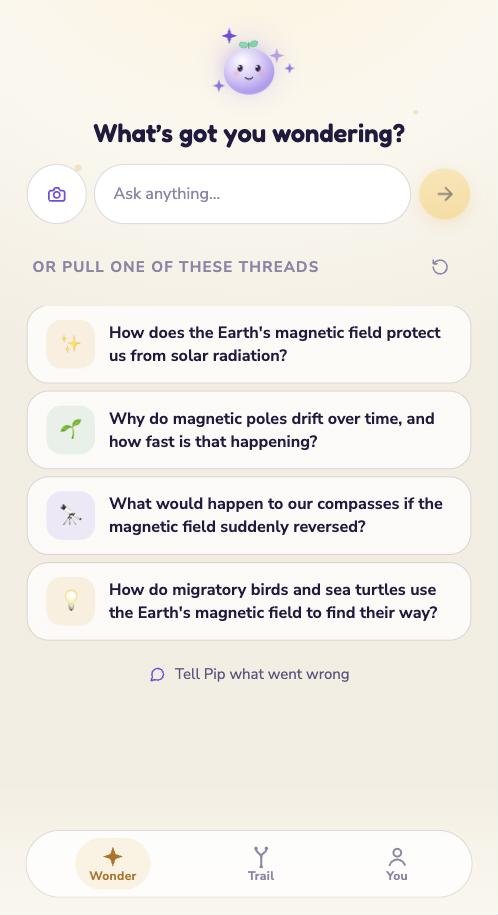 Acorn — welcome screen with Pip